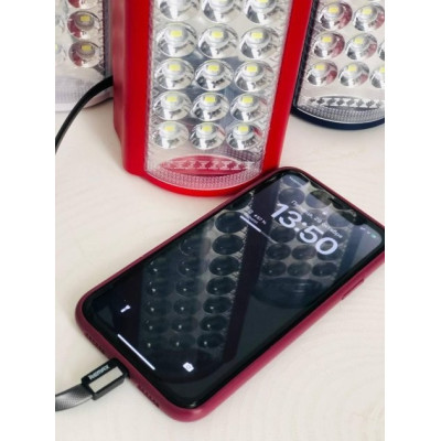 Ліхтар переносний світлодіодний з повербанком Volk 24 LED, ЗУ 220V, змінний акумулятор 6v power bank Almino ALFARID