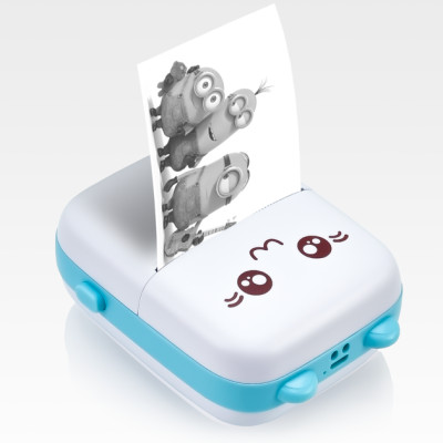 Мини принтер детский портативный USB Happy Life HPX1P термопринтер беспроводной с термопечатью +термобумага (цвет Голубой)