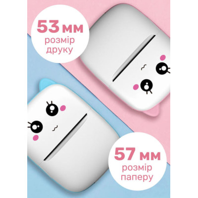 Мини принтер детский портативный USB Happy Life HPX1P термопринтер беспроводной с термопечатью +термобумага (цвет Розовый)