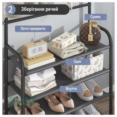 Напольная вешалка для одежды с 5 полками для обуви и крючками 80*29.5*172см clothes and shoes rack