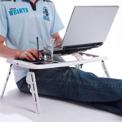 Столик складной для ноутбука E-Table универсальный Черно-Белый Столик складной для ноутбука E-Table универсальный Черно-Белый