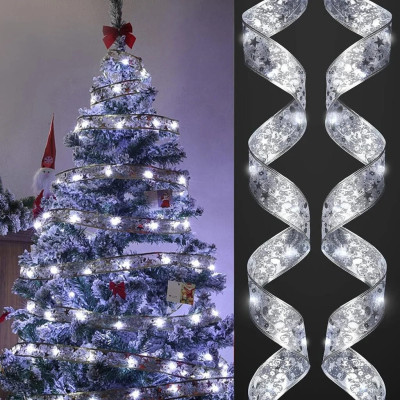 Светодиодная елочная гирлянда в виде ленты 50 Led 5 метров Christmas Decoration Белый