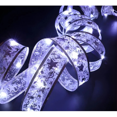 Светодиодная елочная гирлянда в виде ленты 50 Led 5 метров Christmas Decoration Белый