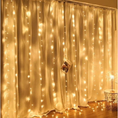  Гирлянда водопад 240 Led, 3*2 м, теплый белый. Переключатель режимов