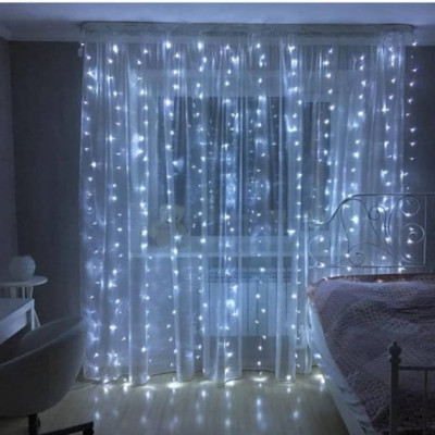  Гирлянда водопад 240 Led, 3*2 м, холодный белый. Переключатель режимов