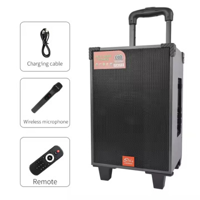 Колонка аккумуляторная с без проводным микрофоном, пультом, USB, SD, FM, AUX, Bluetooth и двумя ручками, 40ватт, 41см*26см*23см JQS908S