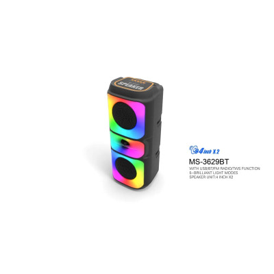 Мини чемоданчик колонка от сети и от аккумулятора с USB, SD, FM, AUX, Bluetooth, светомузыкой и ручкой 38,5см*16см*14см, 10ватт*2, MS-3629BT Мини чемоданчик колонка от сети и от аккумулятора с USB, SD, FM, AUX, Bluetooth, светомузыкой и ручкой 38,5см*16см*14см, 10ватт*2, MS-3629BT