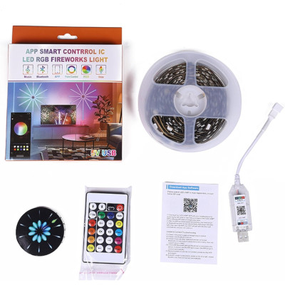 Настенная RGB LED лента Фейерверк с Bluetooth управлением и пультом, USB подсветка