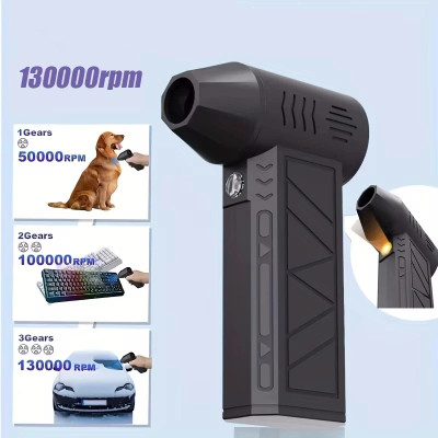 Портативна акумуляторна турбоповітродувка USB для ПК та авто з підсвіткою, 5000 mAh