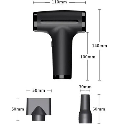 Портативний бездротовий фен для волосся з акумулятором 3600mAh чорний