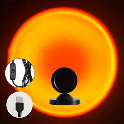 Необычная лампа SUNSET LED для селфи эффект солнца Черный