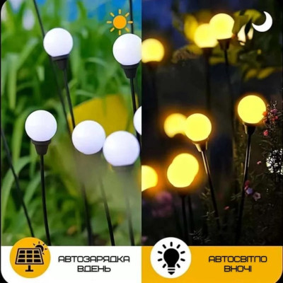 Світильник-лампочка 8 LED для саду – декоративний водонепроникний ліхтар на сонячній батареї з датчиком світла