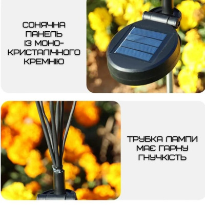 Світильник-лампочка 8 LED для саду – декоративний водонепроникний ліхтар на сонячній батареї з датчиком світла