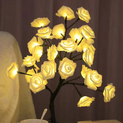 Светильник-дерево Bonsai Роза светодиодный 35 см, тёплый свет, 220V