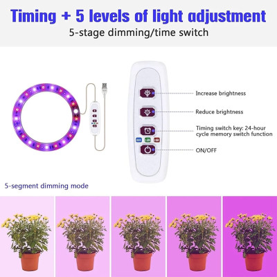 Светодиодная фитолампа для выращивания растений, 4 лампы 20 LED, 220 V, USB