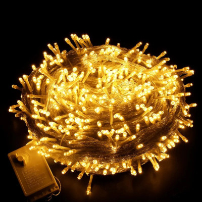 Гирлянда новогодняя 35 м, 400 LED, белая проволока, теплый белый свет, 220V