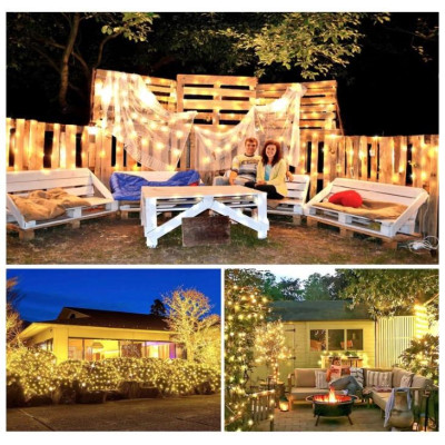 Гирлянда 200 LED, 20 м, USB, с пультом ДУ, теплый белый