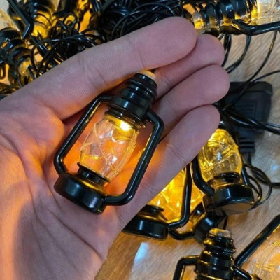 Светодиодная гирлянда "Ретро фонарики" 4,5м, 20 LED, USB, черный провод, Теплый белый