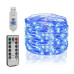 Гірлянда роса нитка 10 метрів USB 100 LED RGB з пультом 8 режимів, синій