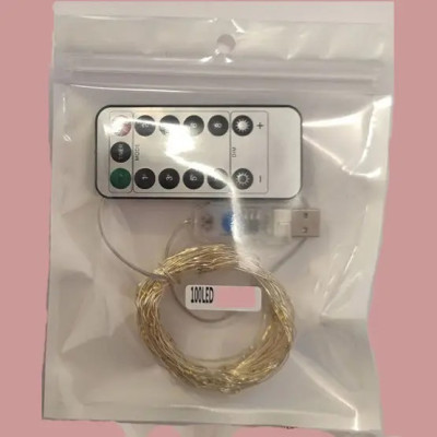 Гірлянда роса нитка 10 метрів USB 100 LED RGB з пультом 8 режимів, синій