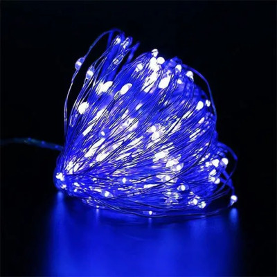 Гірлянда роса нитка 10 метрів USB 100 LED RGB з пультом 8 режимів, синій