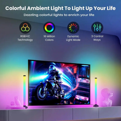 Набір 2 шт. RGB розумні LED панелі з музикою, USB підсвічування для столу, геймерське RGB підсвічування для кімнати та офісу