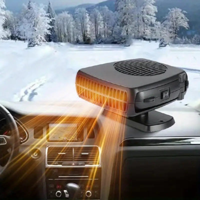 Портативный автомобильный обогреватель для лобового стекла 2 в 1 12V 120-130W Черный