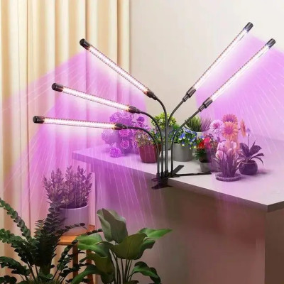 LED фітосвітильник повного спектру для рослин і розсади з таймером, 5 регульованих ламп