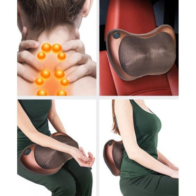 Массажная инфракрасная подушка Massage Pillow / Роликовый массажер для шеи и тела с подогревом