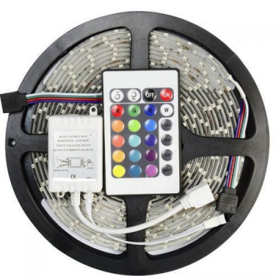 Светодиодная Лента LED 5 м SMD 3528 RGB с пультом и блоком питания гирлянда
