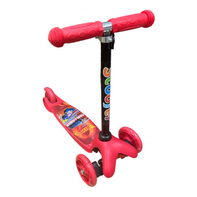 Дитячий самокат Scooter Mini "Hot wheels" червоний з регульованою ручкою, колеса PU, що світяться, 1+