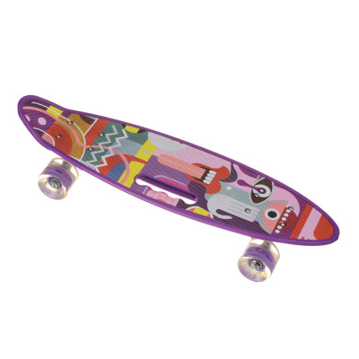 Скейт Пенниборд (Penny Board) со светящимися колесами и ручкой "Монза" (Уценка- без коробки)