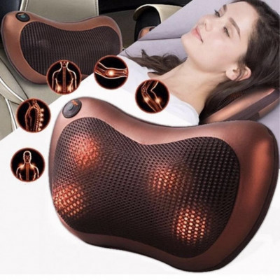 Массажная инфракрасная подушка Massage Pillow / Роликовый массажер для шеи и тела с подогревом
